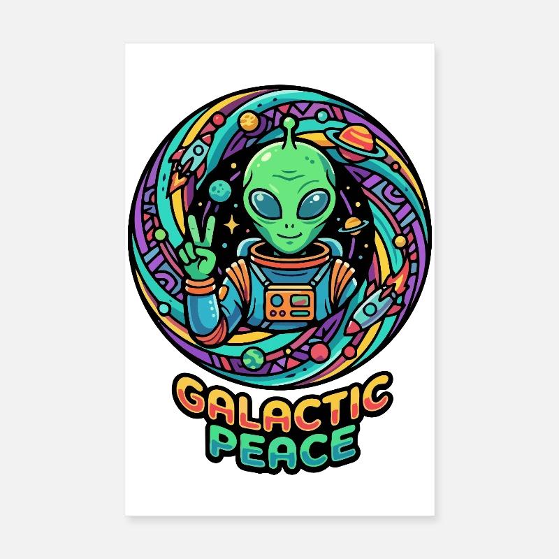 Galactic Peace Greeting Alien Peace Sign Poster 8" x 12" (20x30 cm)