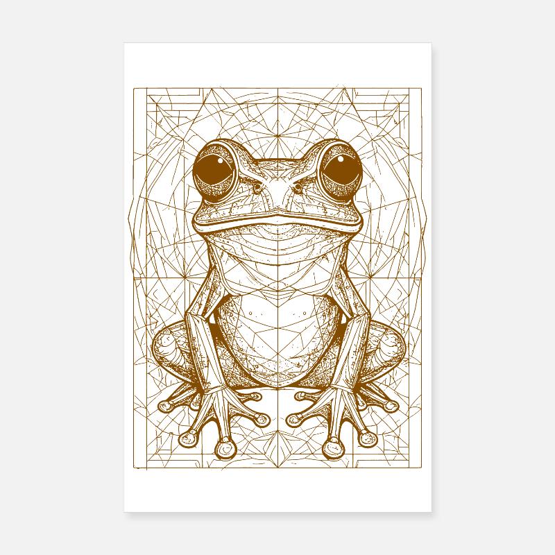 Geometrischer Frosch Mandala - Poster 20x30 cm - Weiß