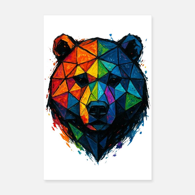 Bunte Pop-Art-Low-Poly-Bär Poster 20x30 cm