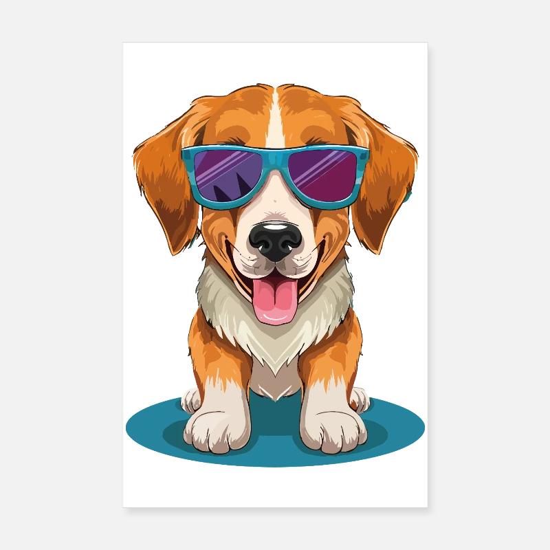 Beagle avec des lunettes de soleil Poster 20 x 30 cm