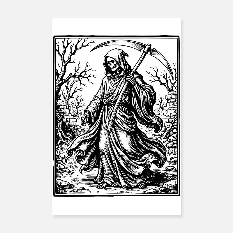 Grim Reaper Gotische Illustration Poster 20x30 cm