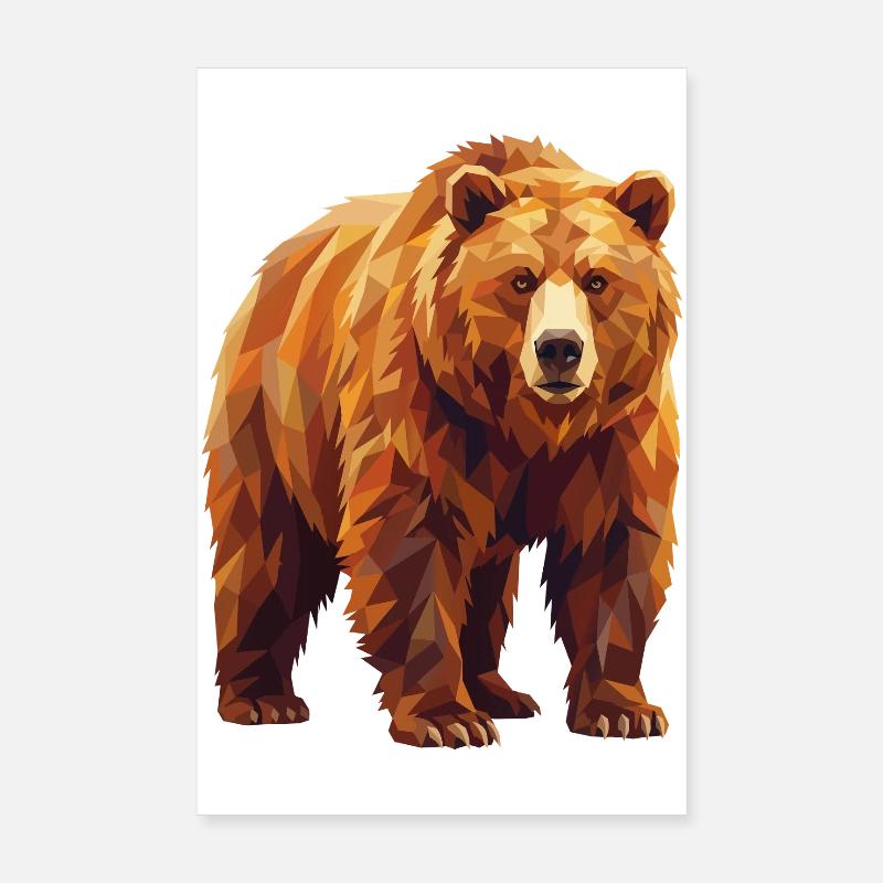 Art moderne low poly géométrique Grizzly Bear Poster 20 x 30 cm