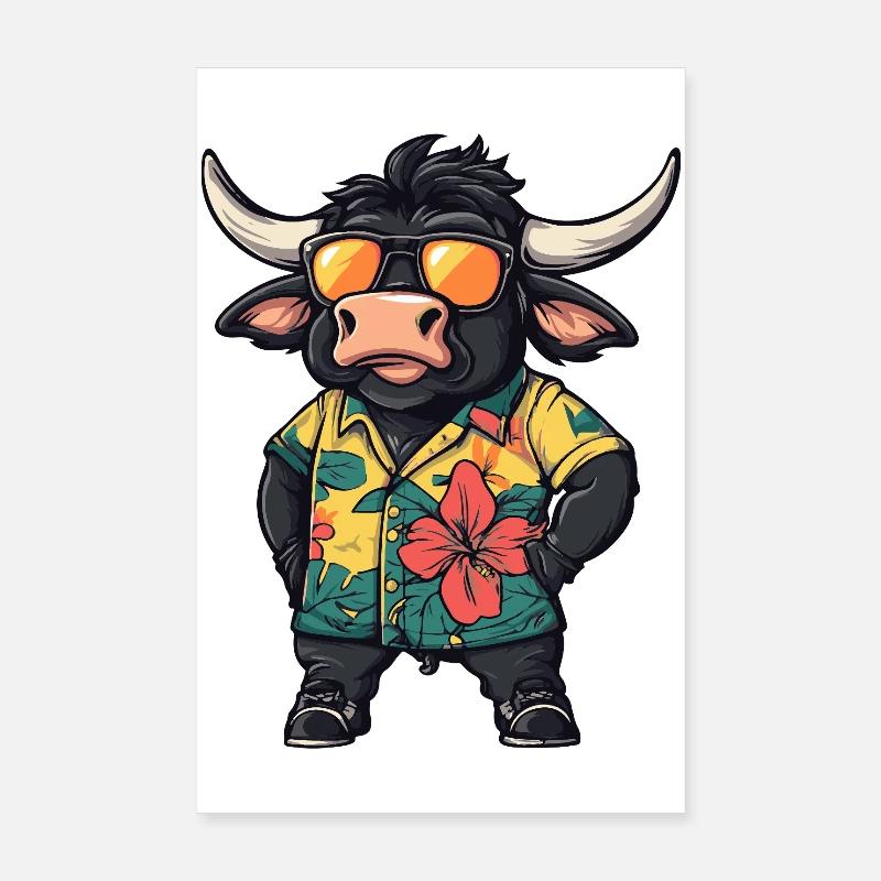 Stier Comic Urlaub Poster 20x30 cm