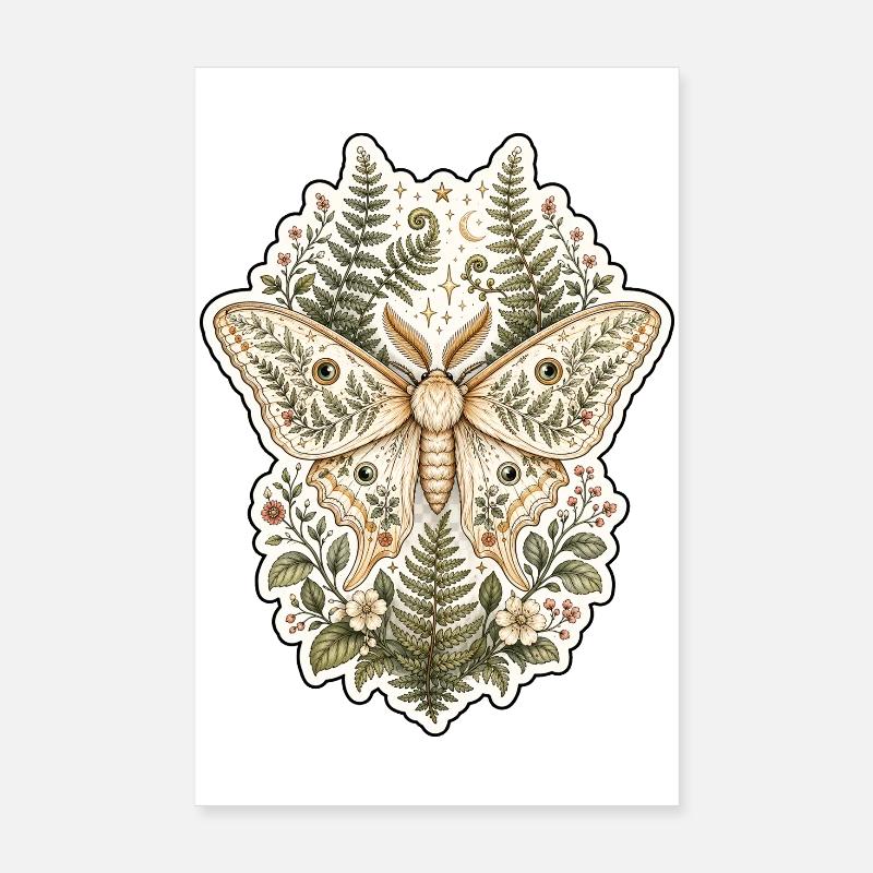 Forest Moth Ferns Nature Diary Humor Poster 8" x 12" (20x30 cm)