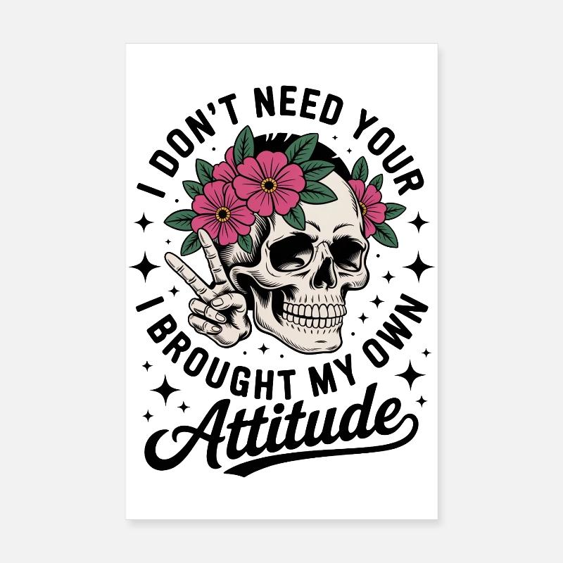 Blumenkranz-Skull mit eigener Attitüde Geschenk Poster 20x30 cm
