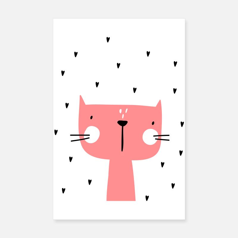 Chat avec des coeurs Poster 20 x 30 cm