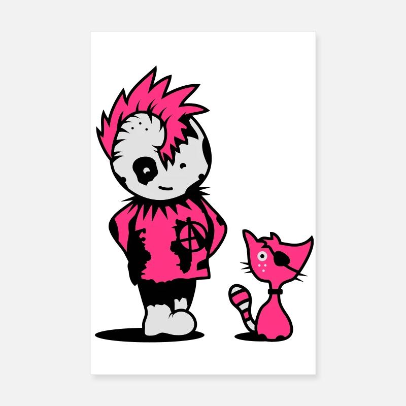 Ein kleiner Punk mit einer kleinen Katze Poster 20x30 cm