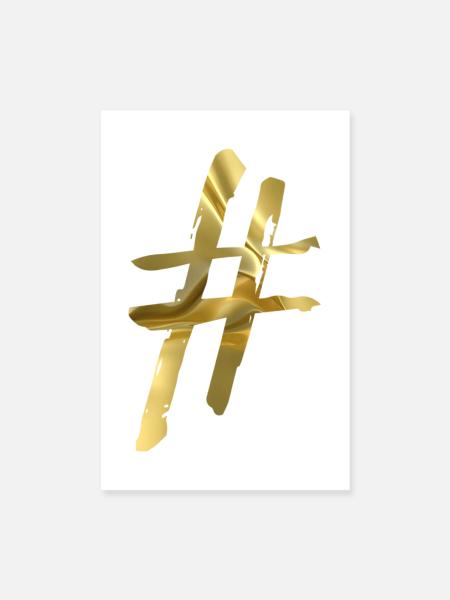 Goldfolien Hashtag Muster - Poster 20x30 cm - Weiß