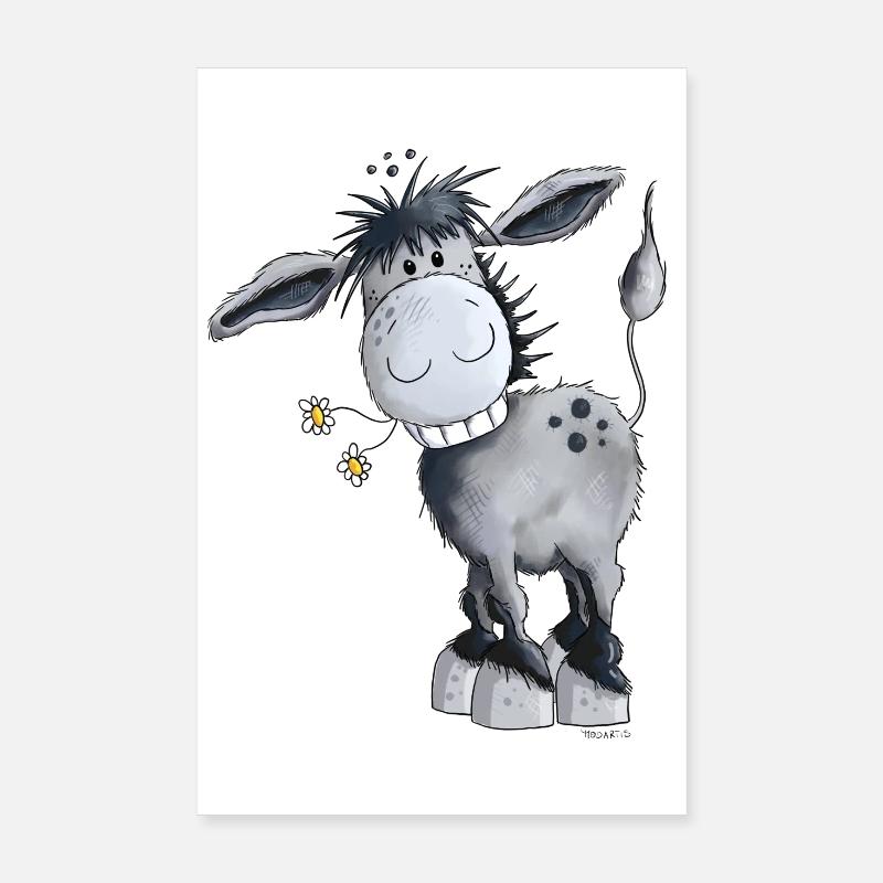 Âne - Poster 20 x 30 cm - blanc