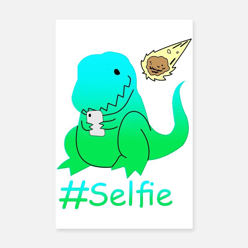 Funny Selfie Dinosaur Poster 8" x 12" (20x30 cm)
