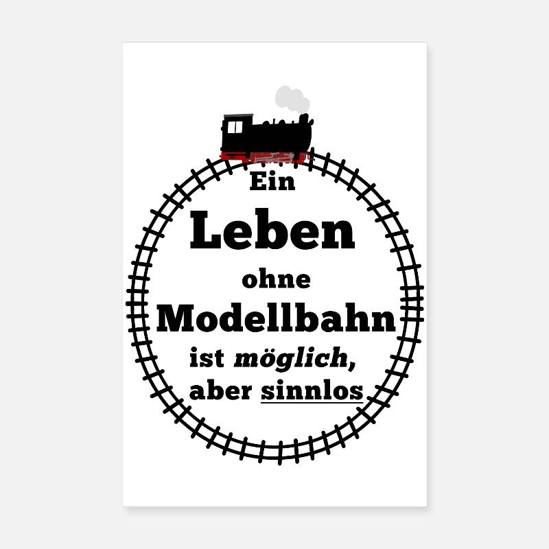 Modelleisenbahn - Poster 20x30 cm - Weiß