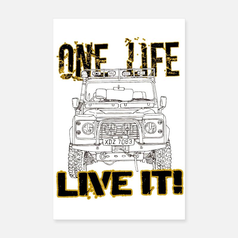Defender one life live it - Poster 20x30 cm - Weiß
