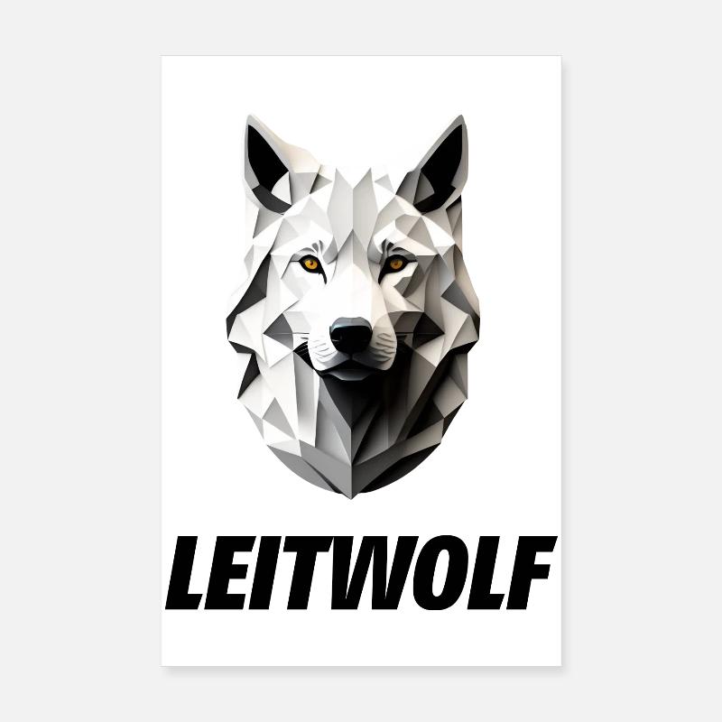 weißer Kopf vom Leitwolf Poster 20x30 cm