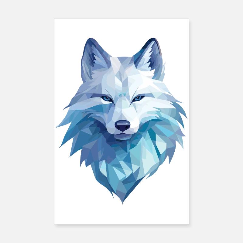 Polarfuchs im Polygon Stil Poster 20x30 cm