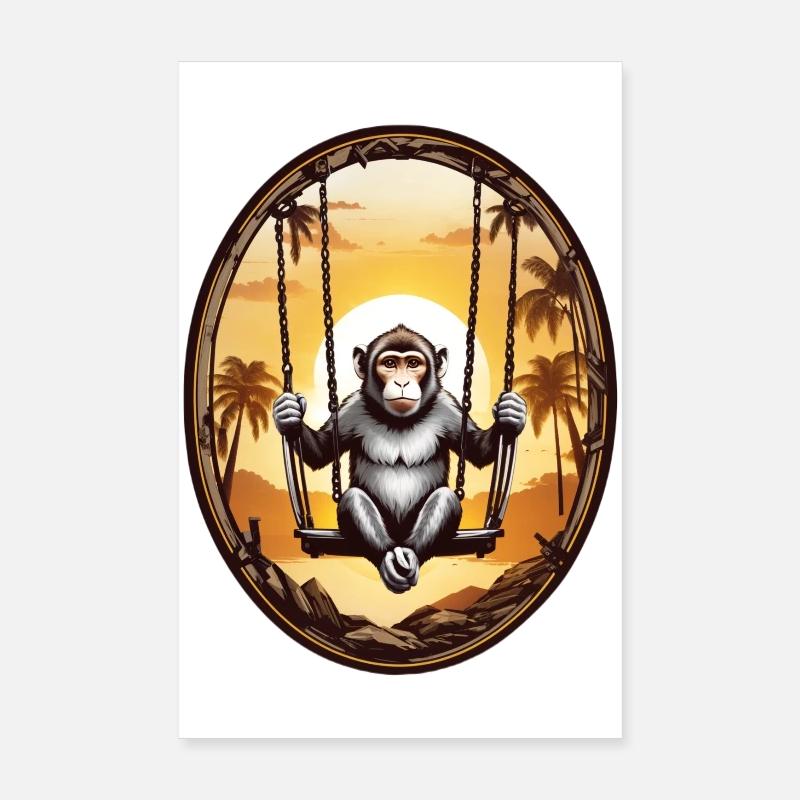 Monkey on swing Poster 8" x 12" (20x30 cm)