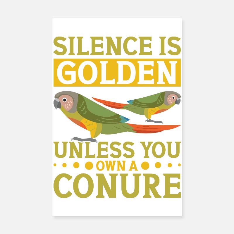 Le silence est un perroquet perruche doré Poster 20 x 30 cm