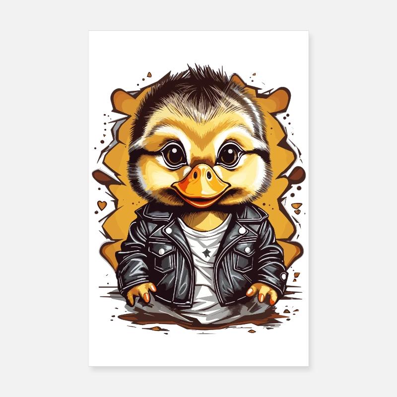 Cute duck with leather jacket Poster 8" x 12" (20x30 cm)