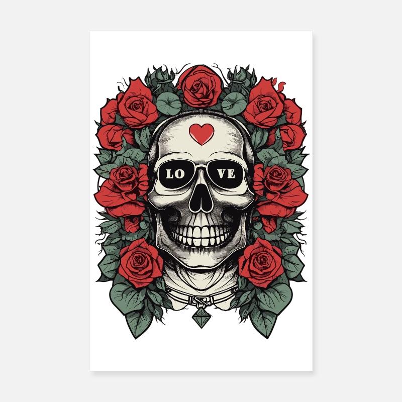Skull with heart Poster 8" x 12" (20x30 cm)