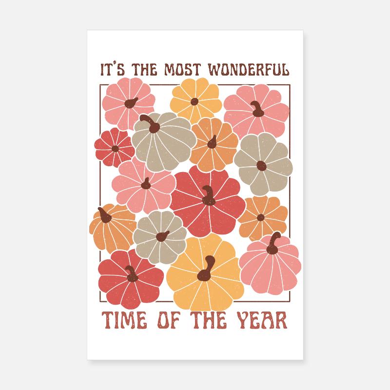 Buntes Kürbisfeld Herbst Zitat Poster 20x30 cm