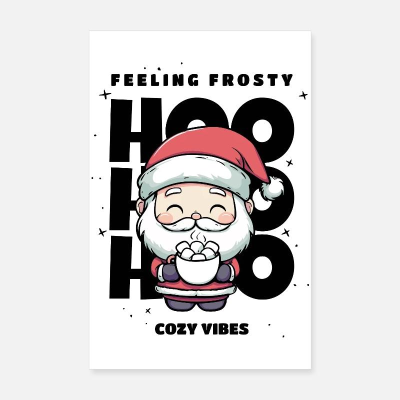 Weihnachten Pullover - Weihnachtsmann, Geschenk - Poster 20x30 cm - Weiß