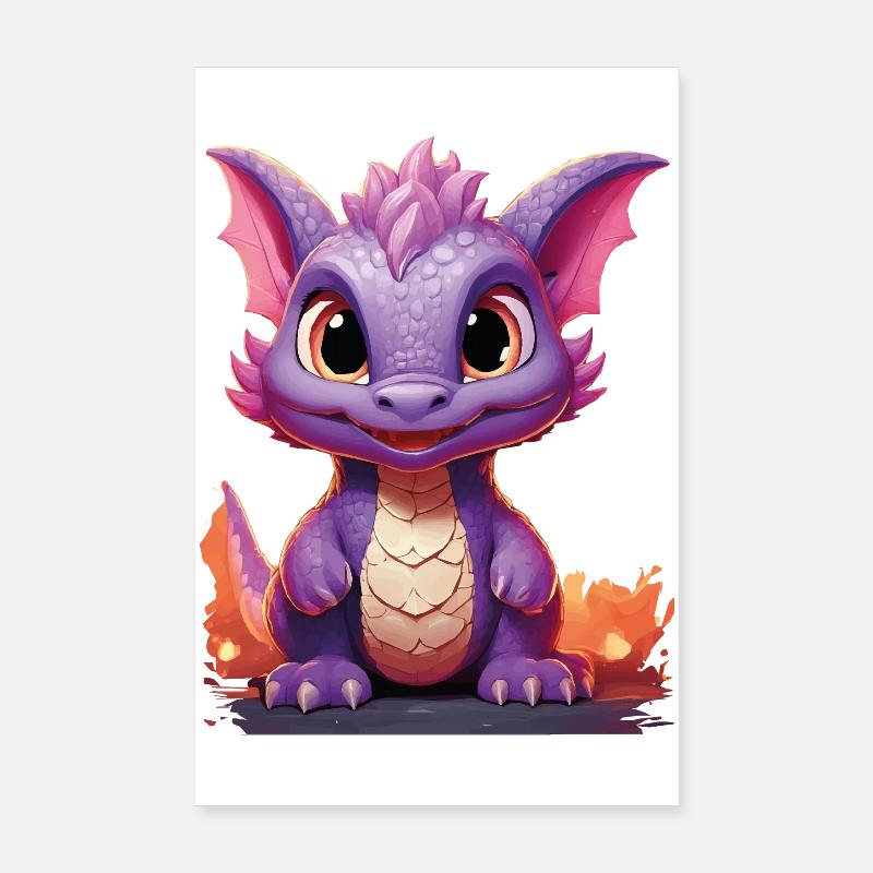 Farbenfroher Drache mit niedlichem Ausdruck Poster 20x30 cm