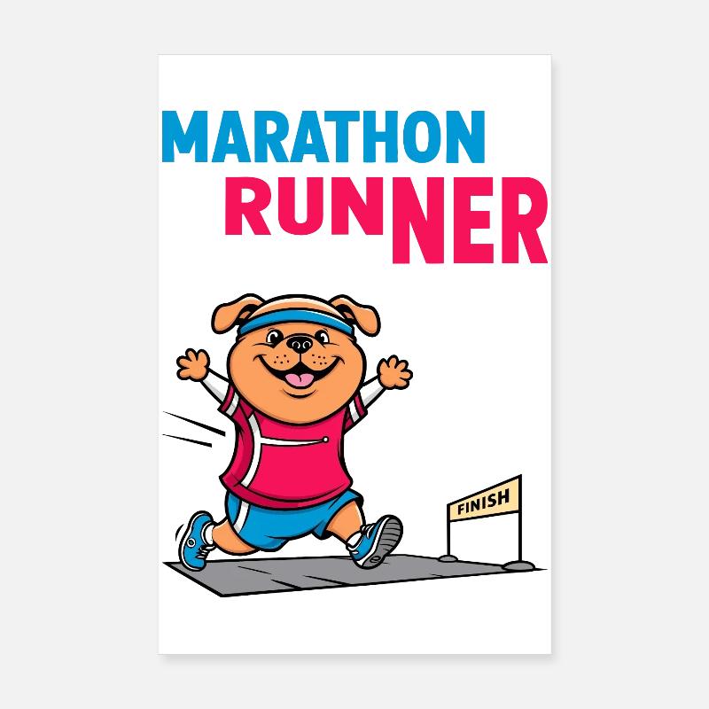 Dog Marathon Runner Poster 8" x 12" (20x30 cm)