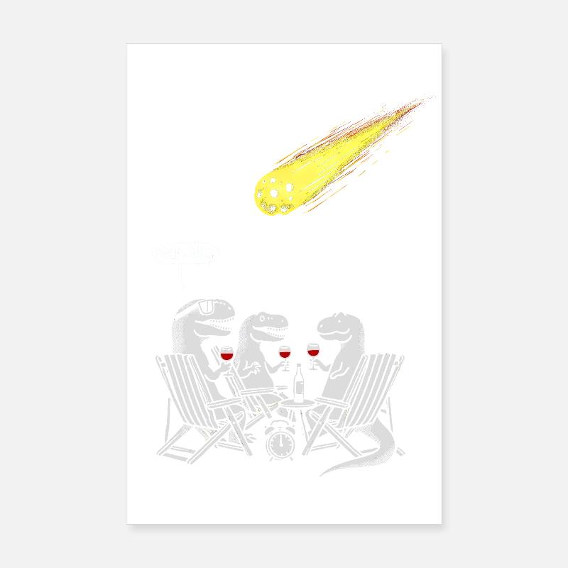 Dinosaurier Dinner Party mit schießendem Kometen Poster 20x30 cm