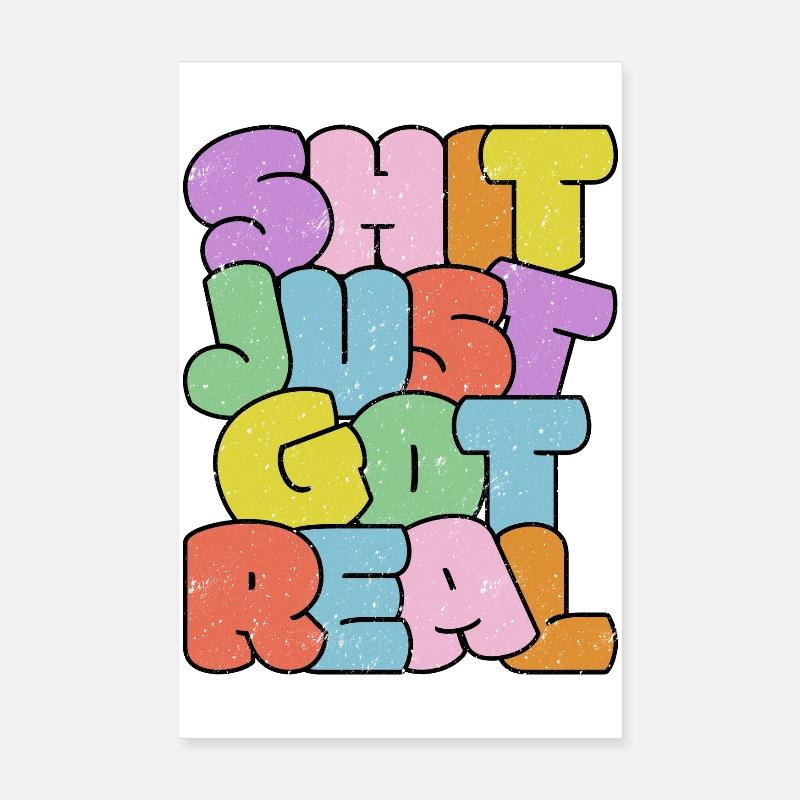 Bright Colourful Slang Typography Design Poster 8" x 12" (20x30 cm)