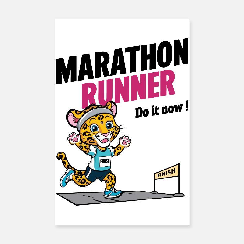 Leopard Marathon Läufer Poster 20x30 cm