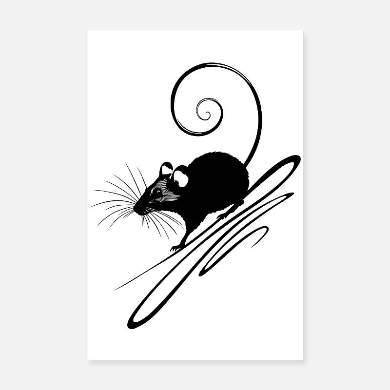Cute Mouse Silhouette - Black Poster 8" x 12" (20x30 cm)