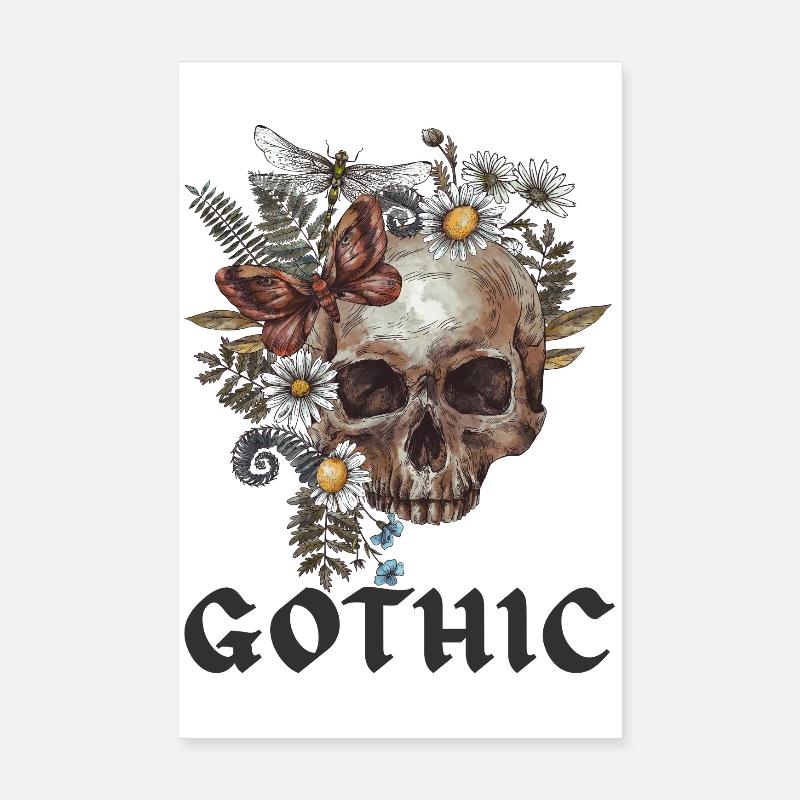 Crâne Gothic Black Edition Poster 20 x 30 cm