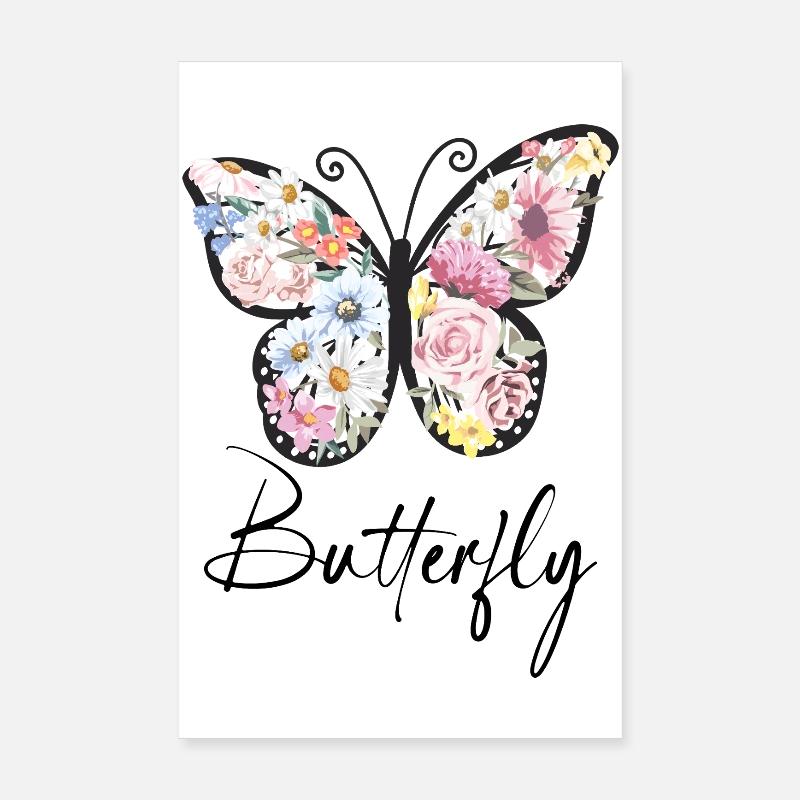 Blütenflügel Blumen-Schmetterling Poster 20x30 cm