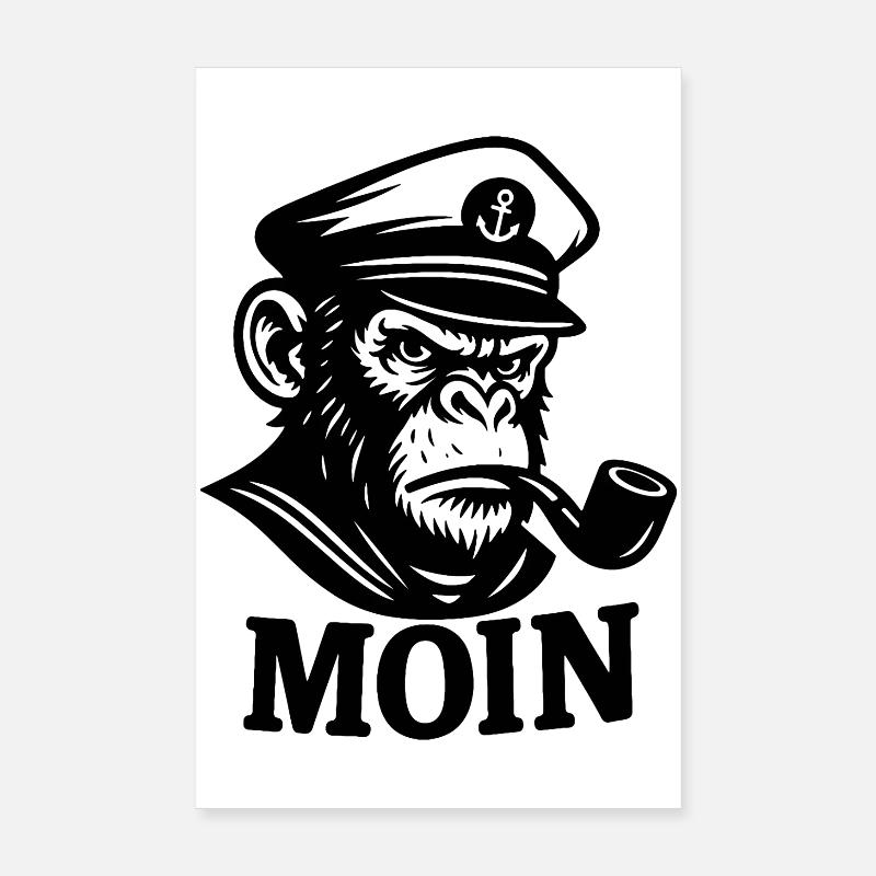 Capitaine Singe avec sifflet MOIN Design Poster 20 x 30 cm