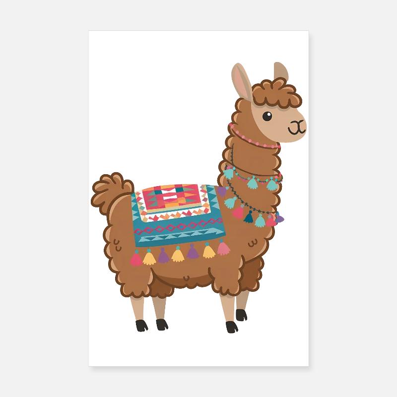 Colorful Boho Llama Poster 8" x 12" (20x30 cm)
