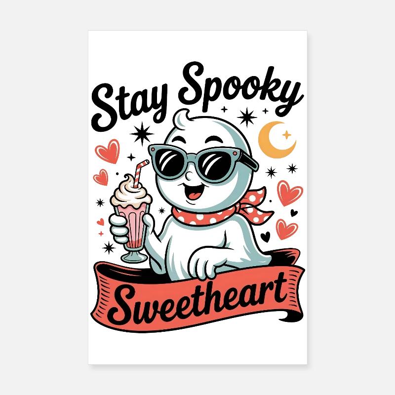 Bleib gruselig Schatz Retro süß Halloween Geist Poster 20x30 cm