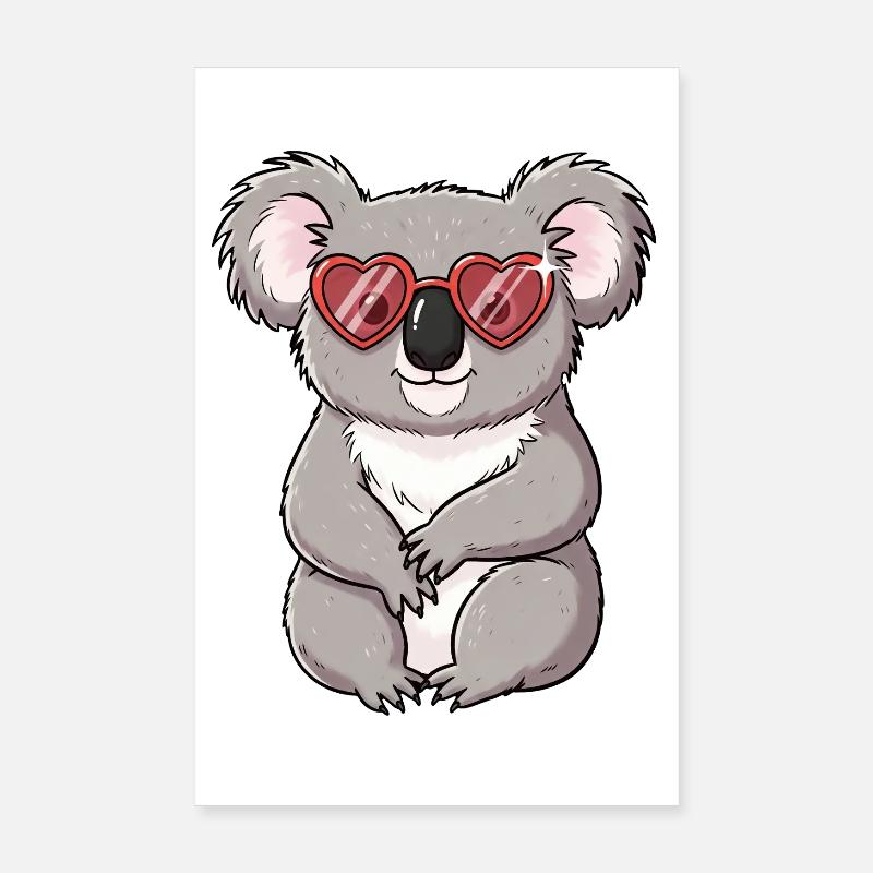 Cuddly koala with heart glasses Poster 8" x 12" (20x30 cm)