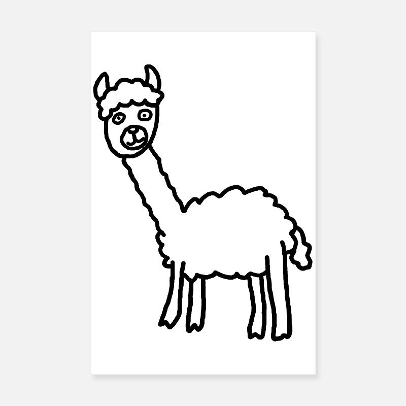 Llama Alpaca Silhouette Minimal Style - Poster 8" x 12" (20x30 cm) - white