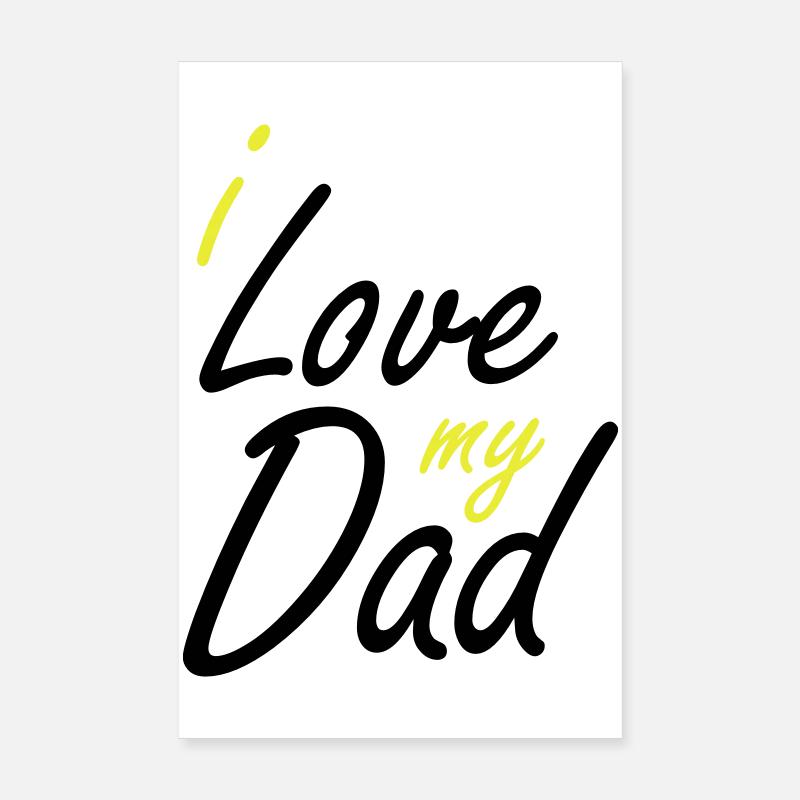 J’adore le lettrage à la main de mon père - Poster 20 x 30 cm - blanc