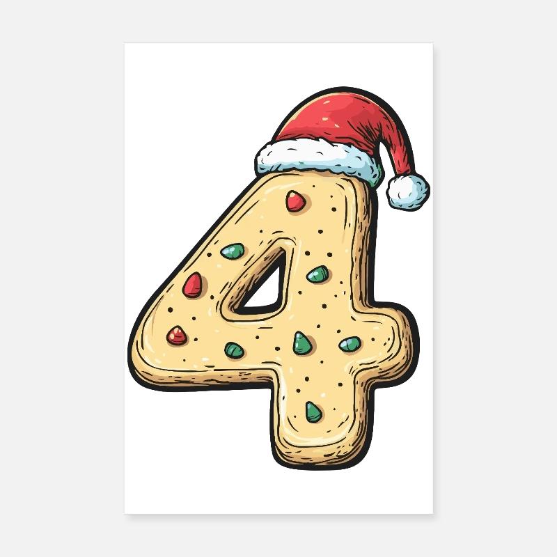 4 Number Cookie Christmas Poster 8" x 12" (20x30 cm)