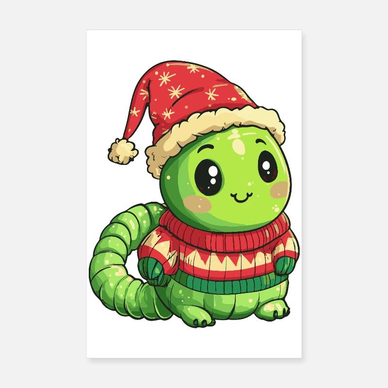Worm Christmas Poster 8" x 12" (20x30 cm)