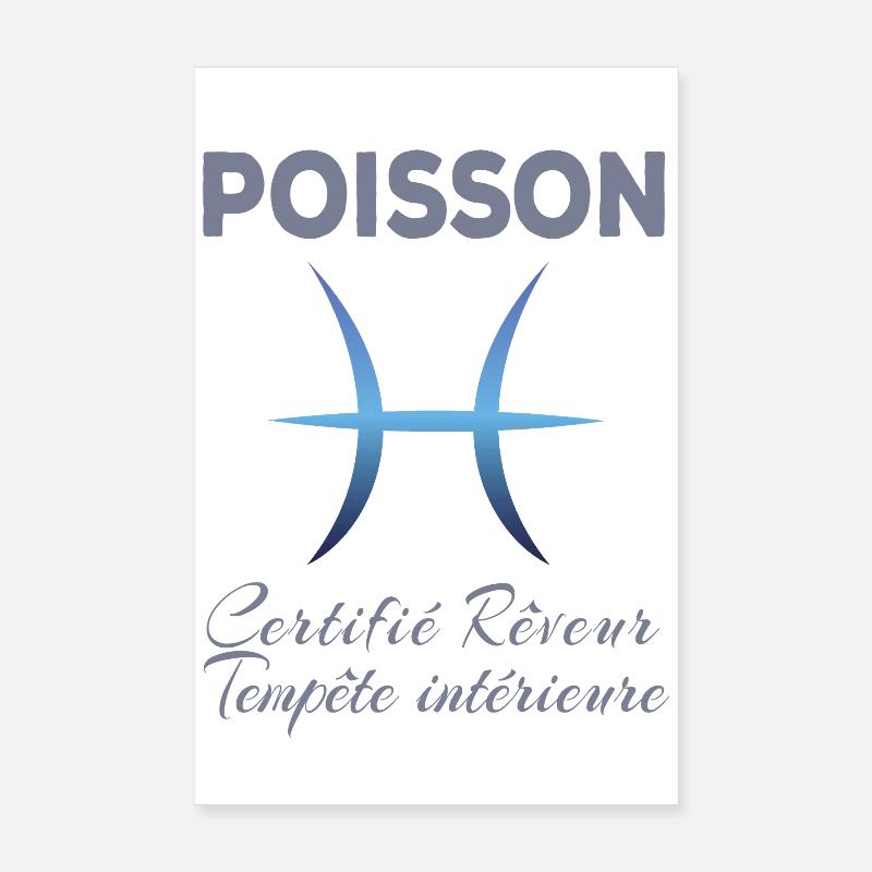 Poisson - Poster 20 x 30 cm - blanc