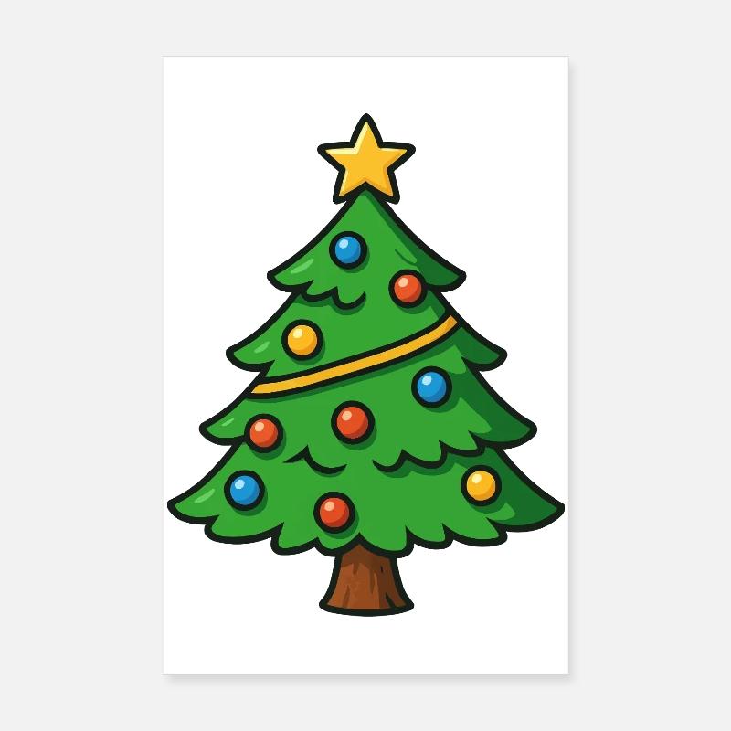 Arbre de Noël dessin animé Poster 20 x 30 cm