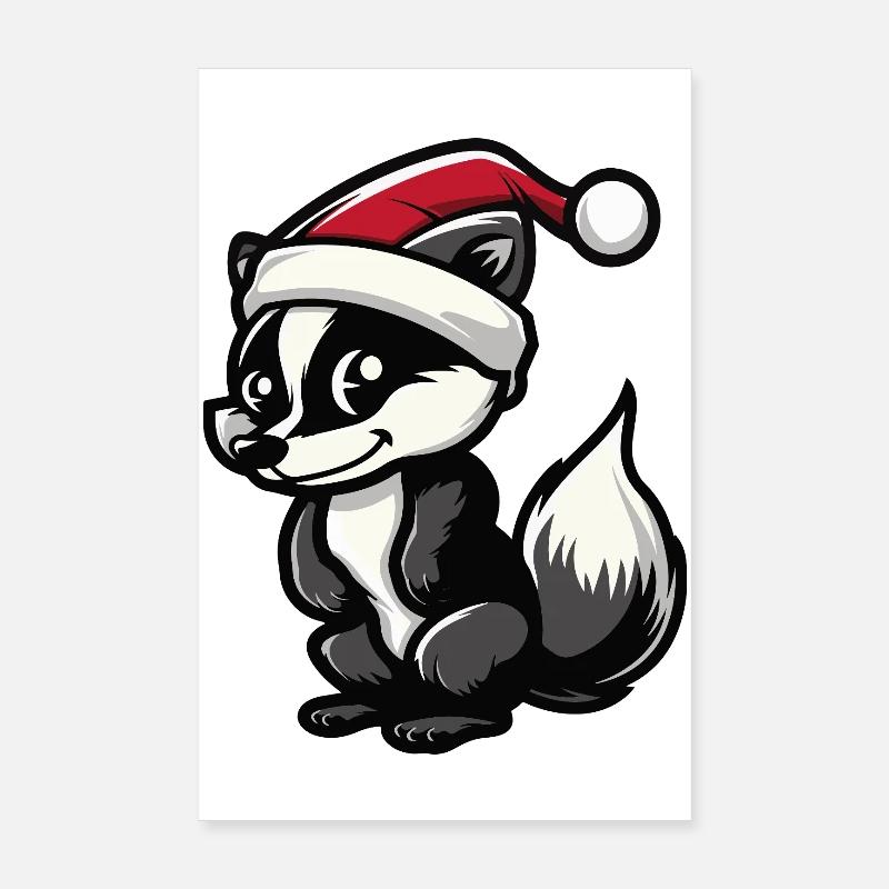 Skunk Christmas Poster 8" x 12" (20x30 cm)