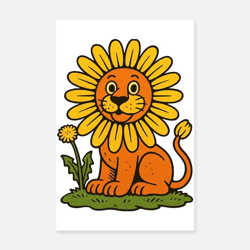 Sonnenblumenmähnenlöwe Poster 20x30 cm