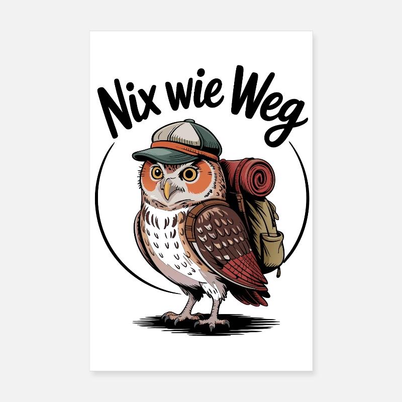 Waldabenteuer Eule mit Rucksack Poster 20x30 cm