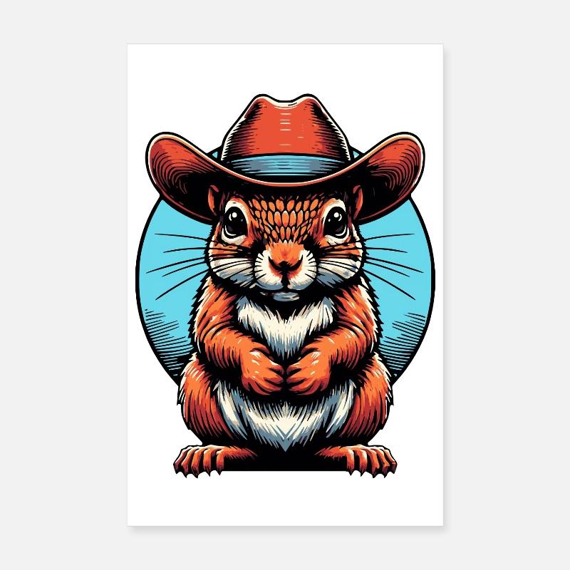 Cowboy Squirrel Graphic Poster 8" x 12" (20x30 cm)