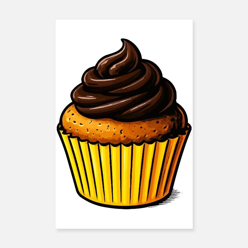 Schokoladen Cupcake Illustration Poster 20x30 cm