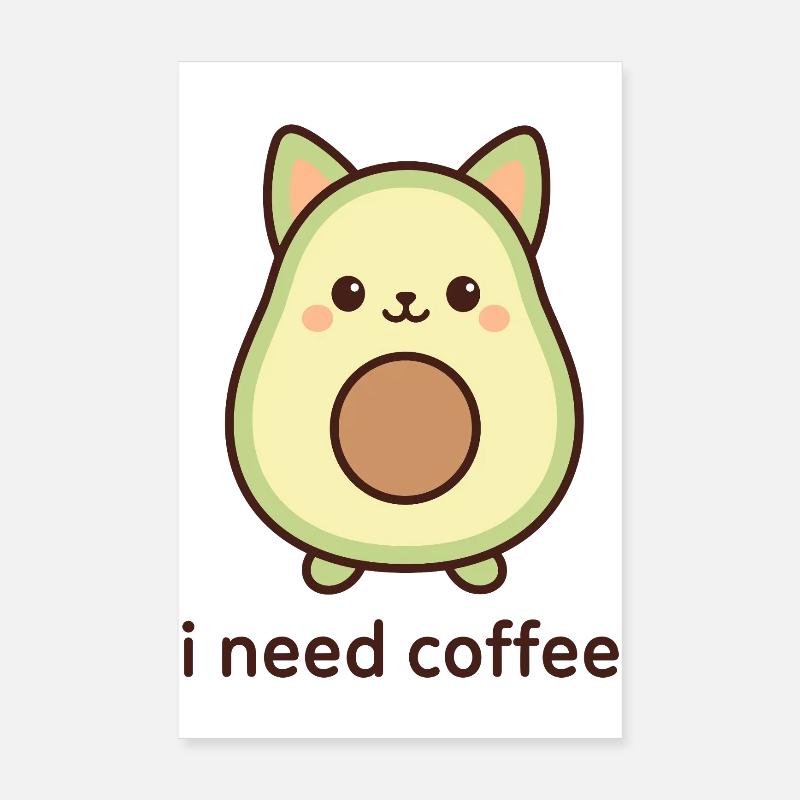 Kawaii Avocado Fruchtgesicht Poster 20x30 cm