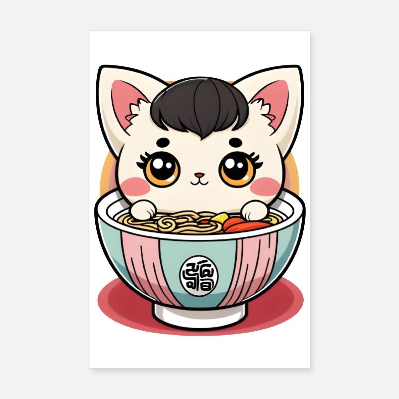 Kawaii Ramen Katze Poster 20x30 cm
