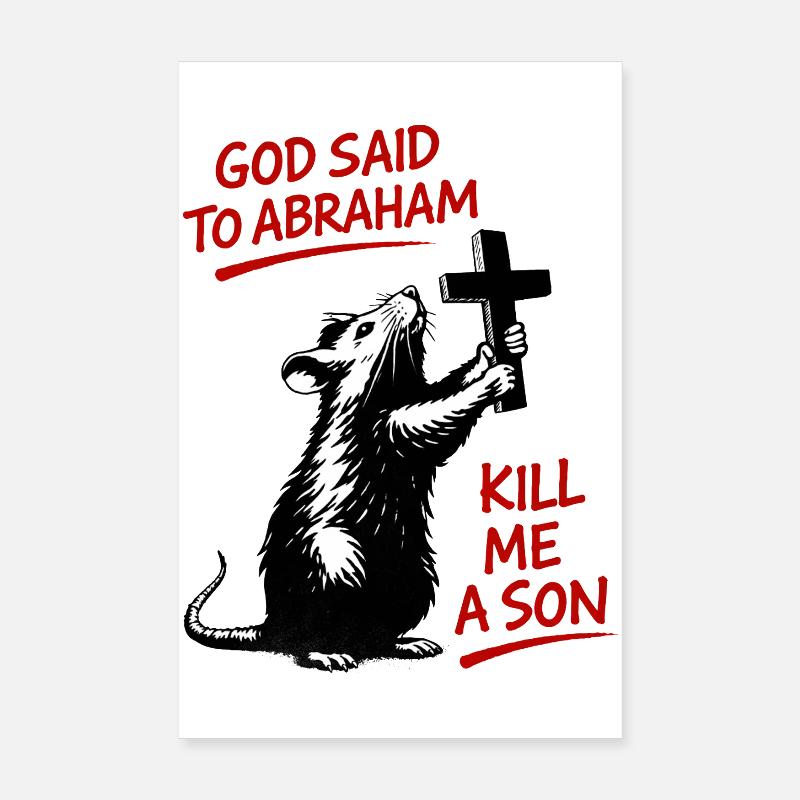 Rat with Cross Bible Satire Poster 8" x 12" (20x30 cm)